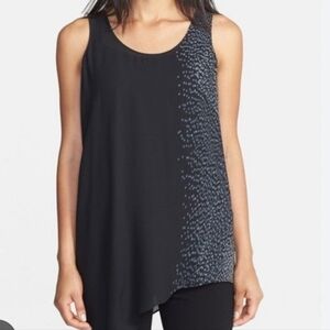 Eileen Fisher asymetrical hem silk crepe tank Sz M ( Fits Larger)